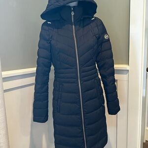 Women's Navy Blue Hooded Puffer Coat